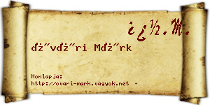 Óvári Márk névjegykártya